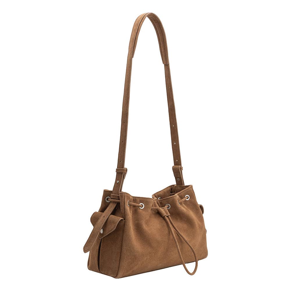 Camel Recycled Vegan Suede Shoulder Bag