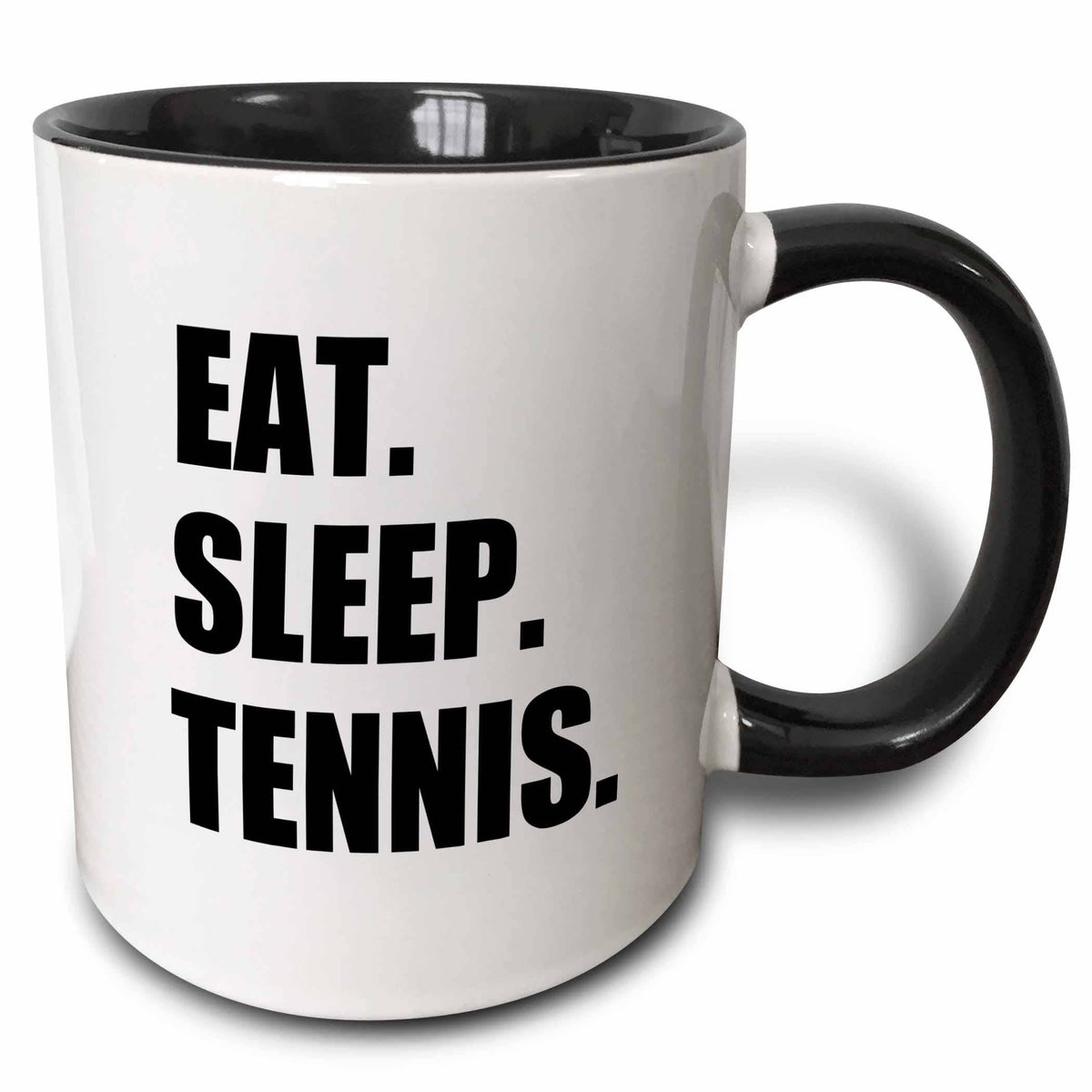 Two-Tone Black Mug Eat Sleep Tennis