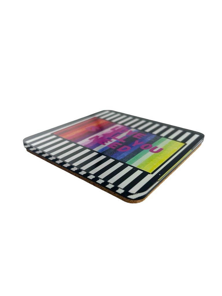 Set of 4 acrylic coasters in holder, Love is All You Need