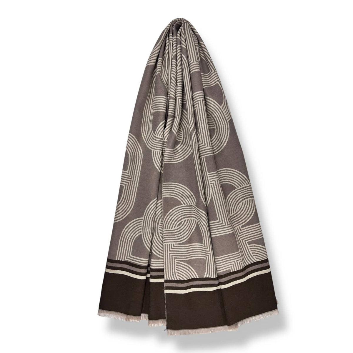 Cashmere blend chain link print - taupe