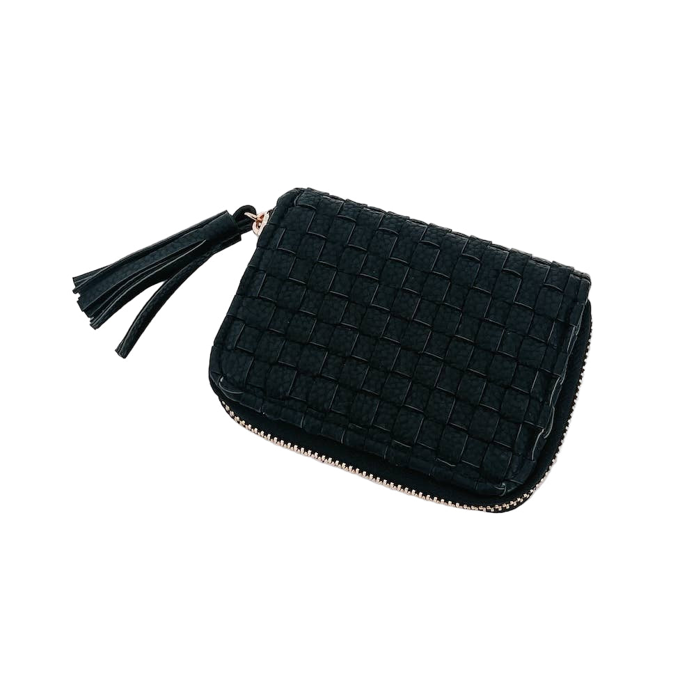 Portefeuille tissé - noir