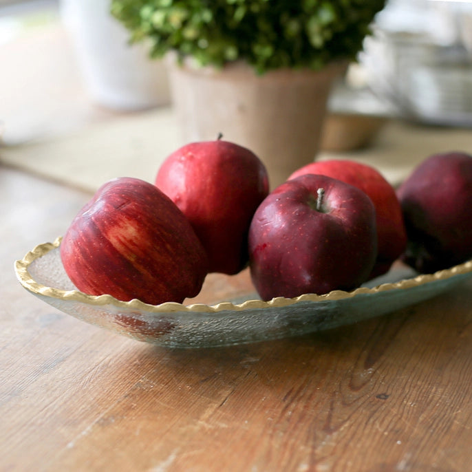 Glass Oval Serving Platter w/gold trim