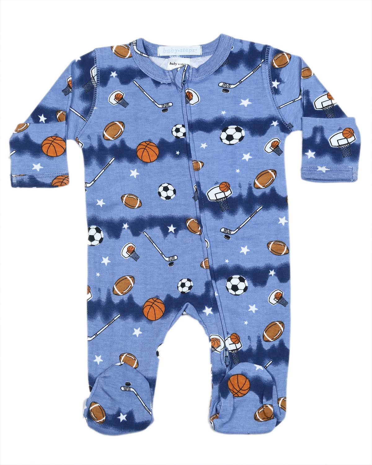Baby Zipper Footie - Tie Dye Stripe - Play Sports