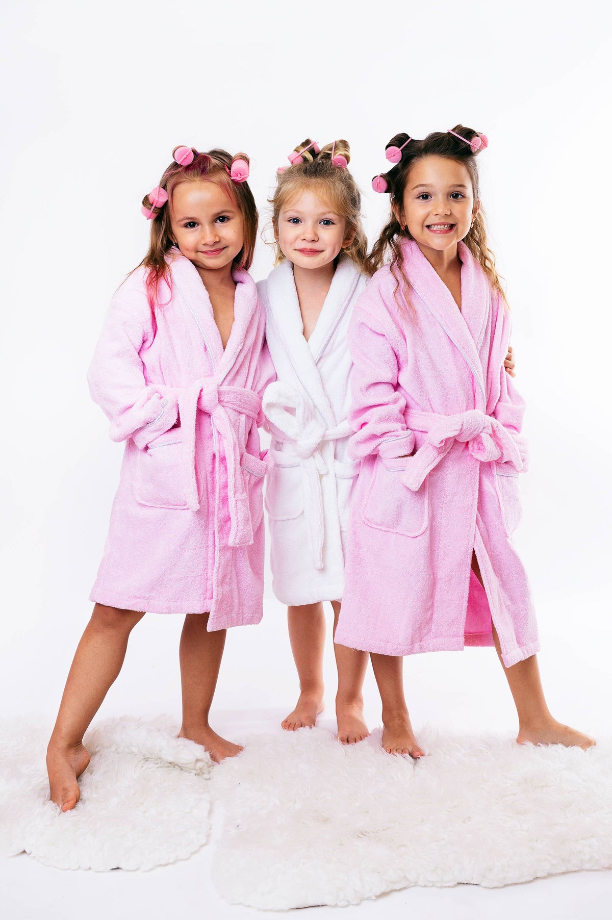 Peignoir personnalisé Terry pour enfants et adolescents - rose