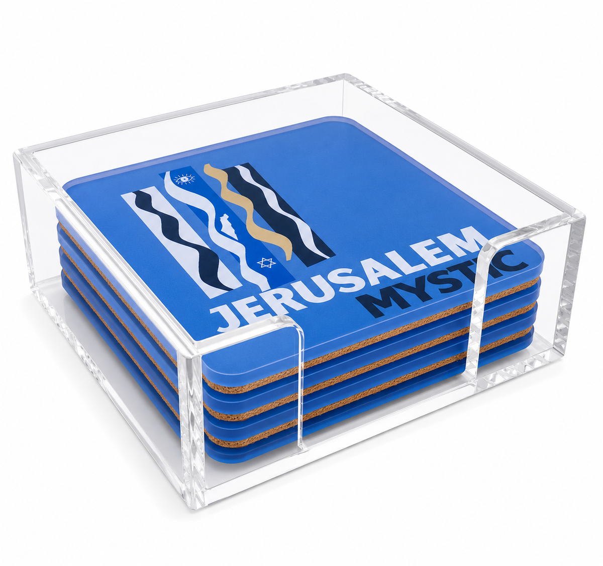 Acrylic Coasters with Holder - Jerusalem