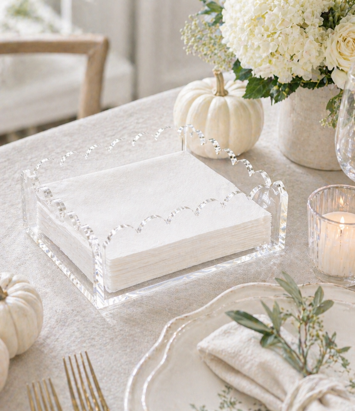 Scalloped Acrylic Lunch and Dinner Napkin Holder