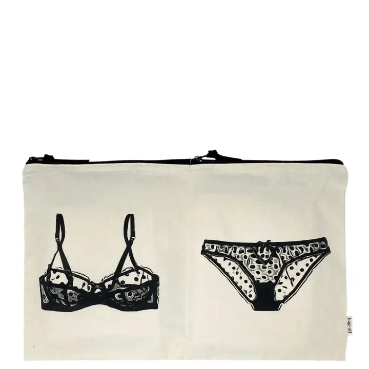 Pochette de rangement pour lingerie double, couleur crème