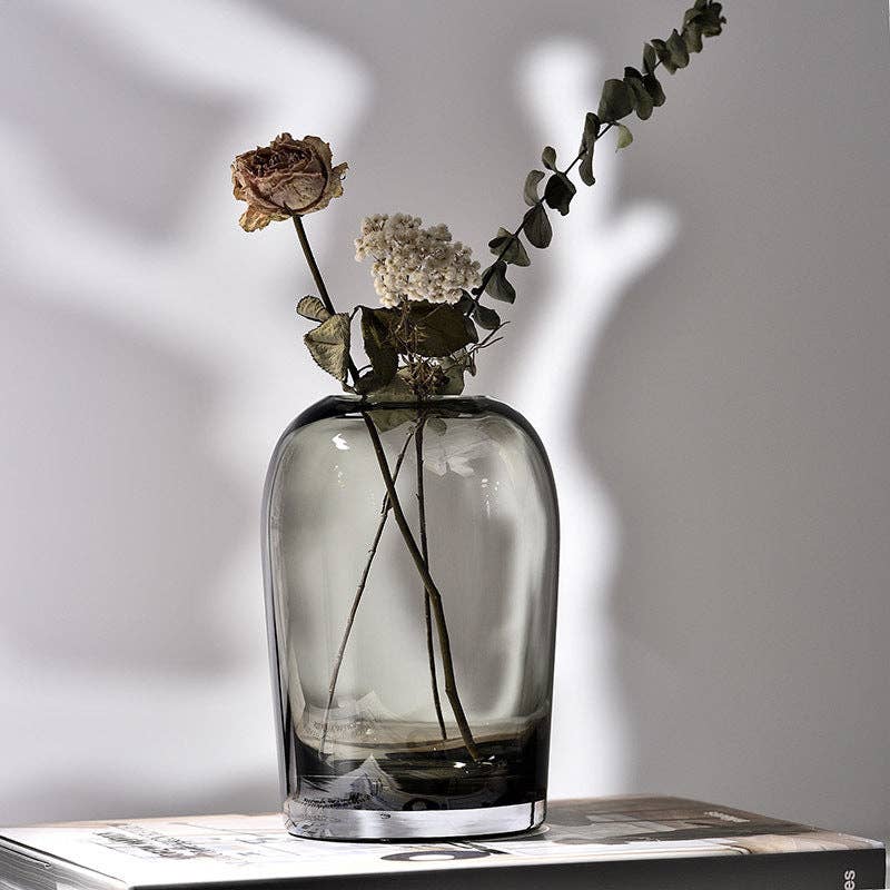 Tall Glass Vase - grey