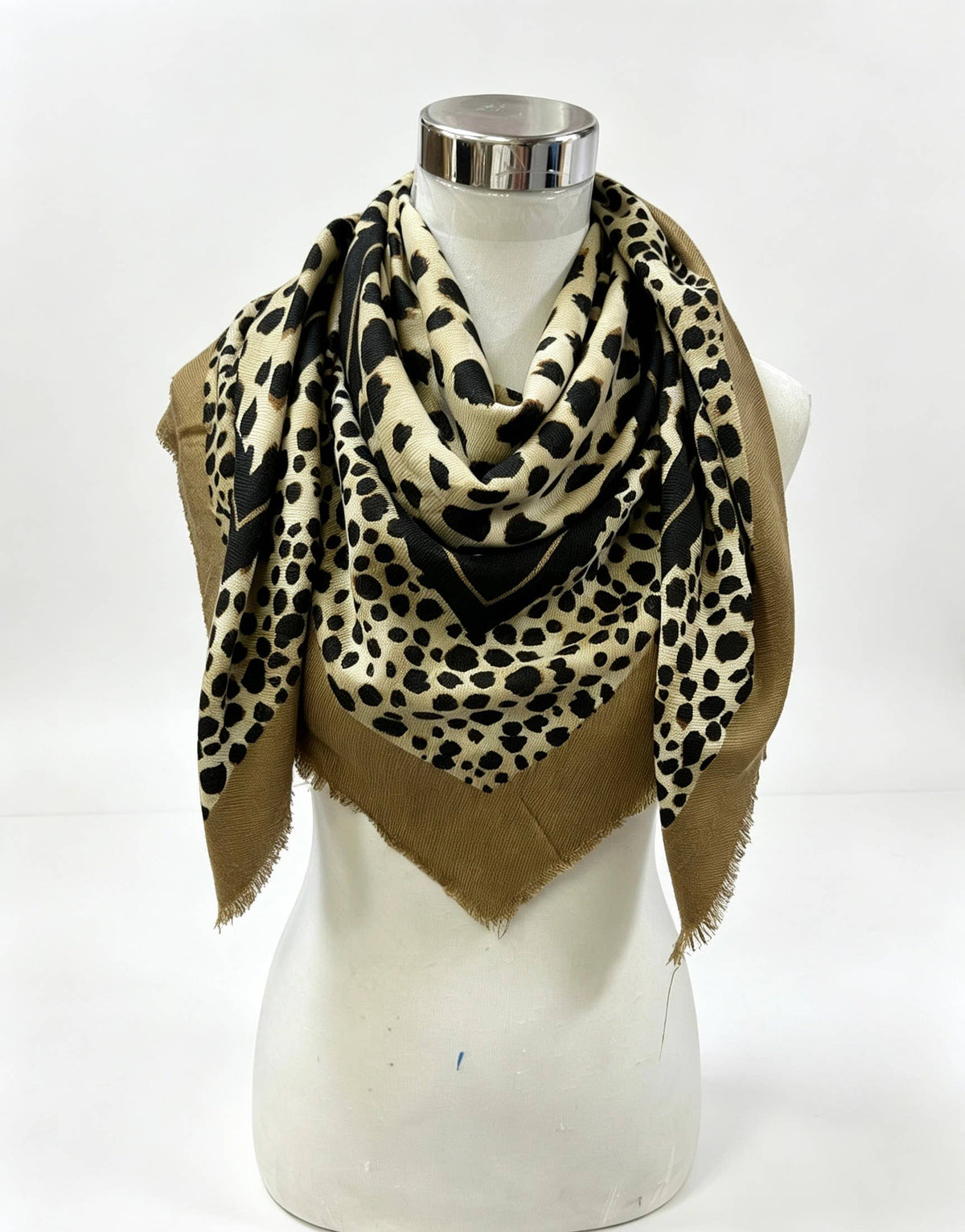 leopard square scarf - camel