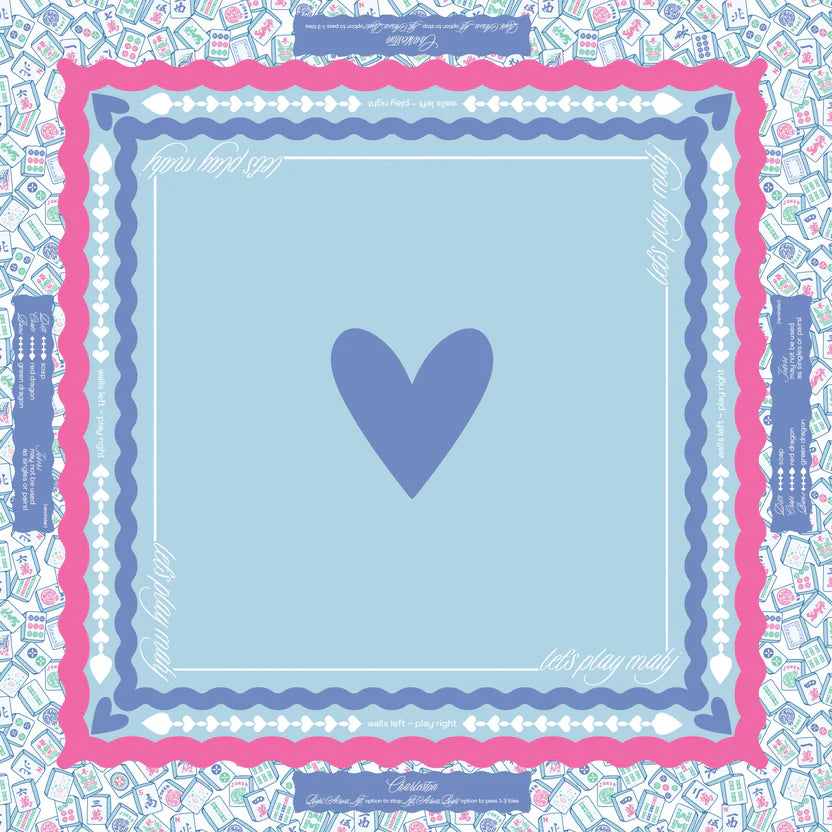 Tapis de Mahjong - cœur bleu