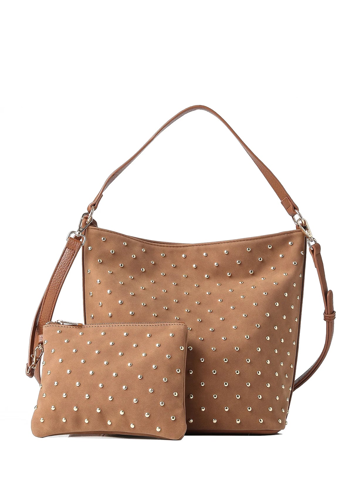 Saddle Suede Studded Shoulder Bag