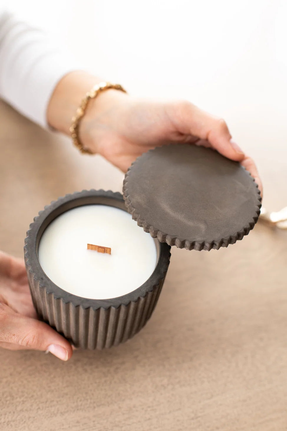 Fluted Large Candle - coconut lime