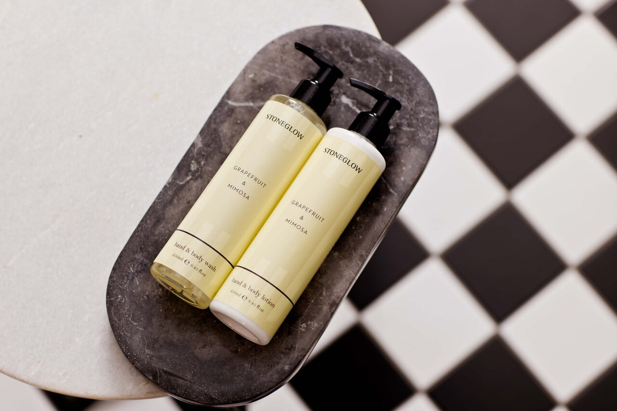 Coffret cadeau parfumé pour les mains et le corps au pamplemousse et au mimosa
