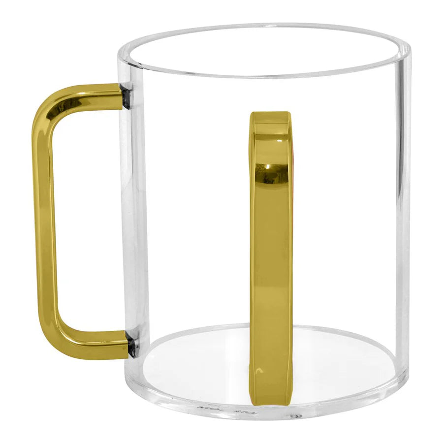 Tasse à savon en plexiglas avec poignées dorées miroir