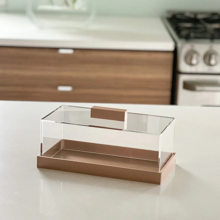 Lucite Tray with gold base and handle - medium