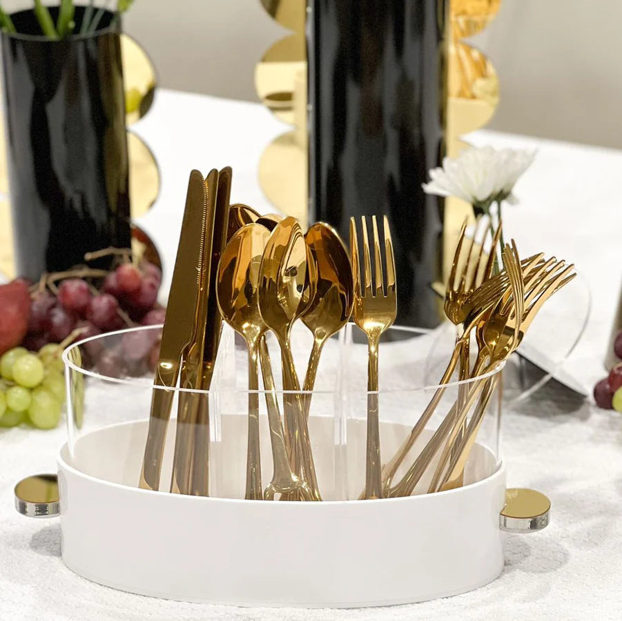 Lucite utensils caddy - gold