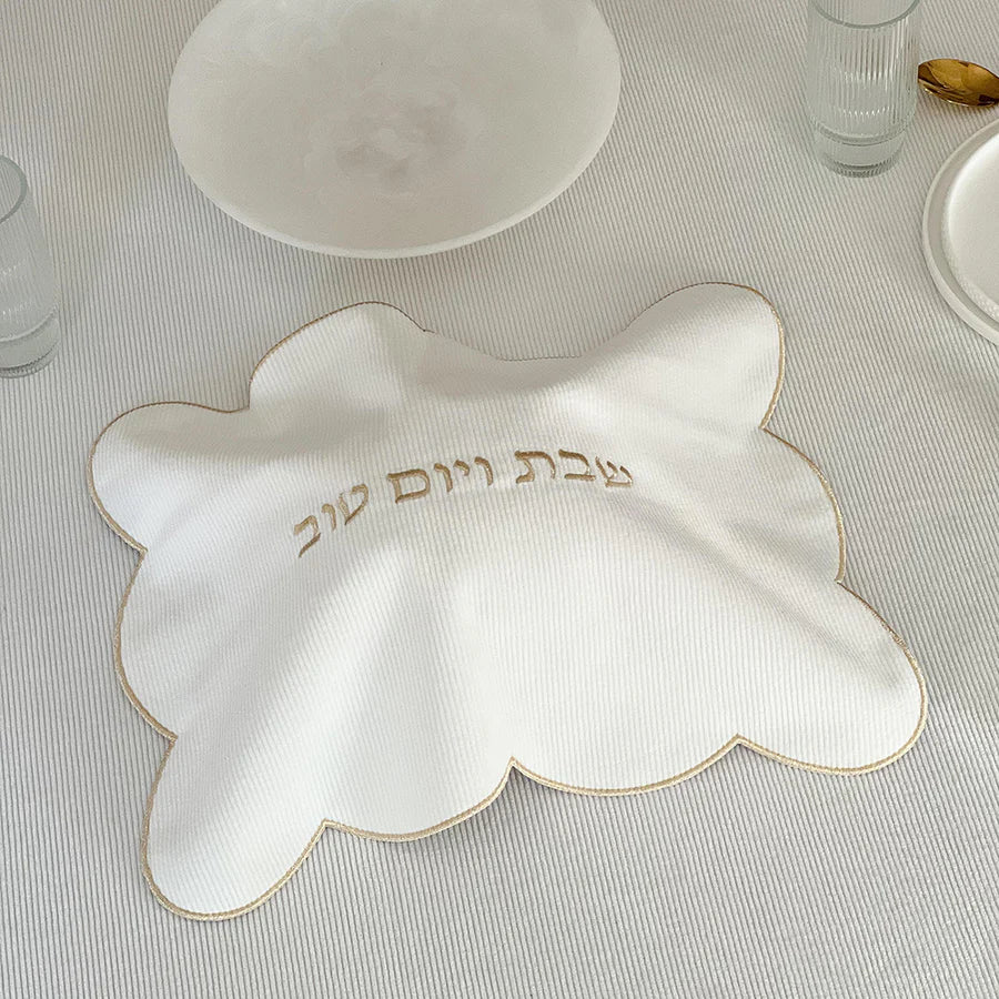 Scalloped Edge Corduroy Challah Cover - gold