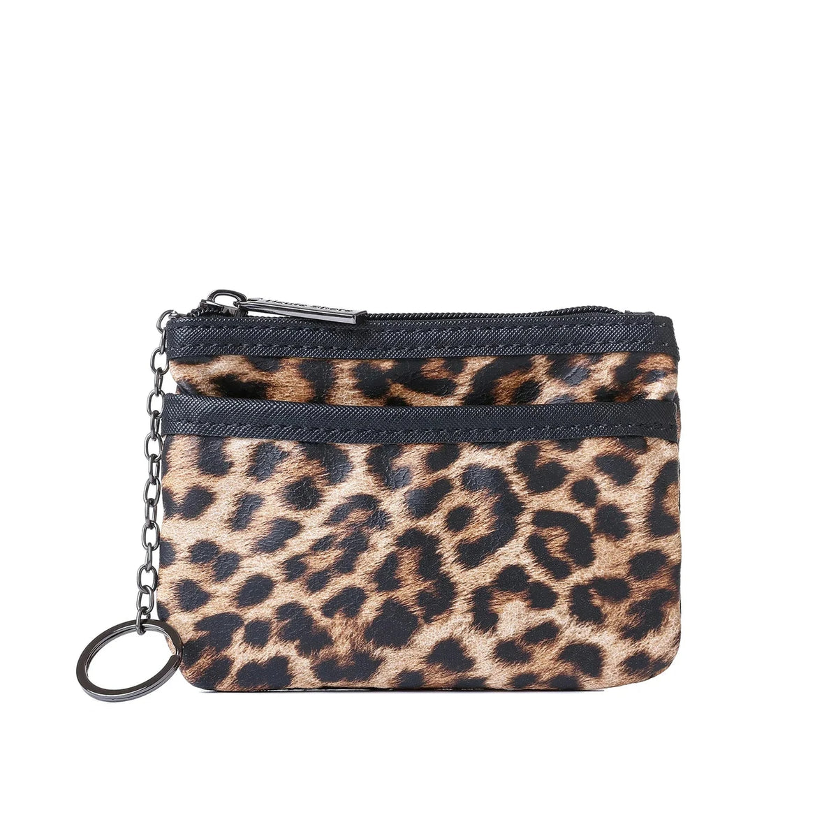 Étui à cartes en cuir végétalien à motif guépard
