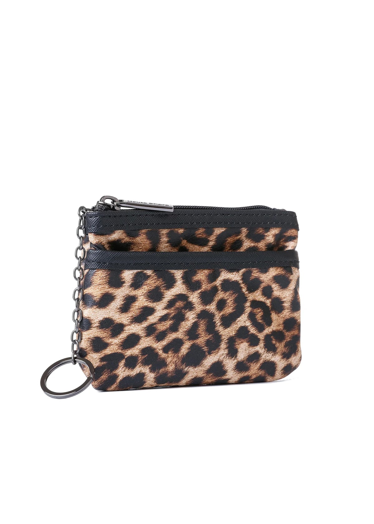 Étui à cartes en cuir végétalien à motif guépard
