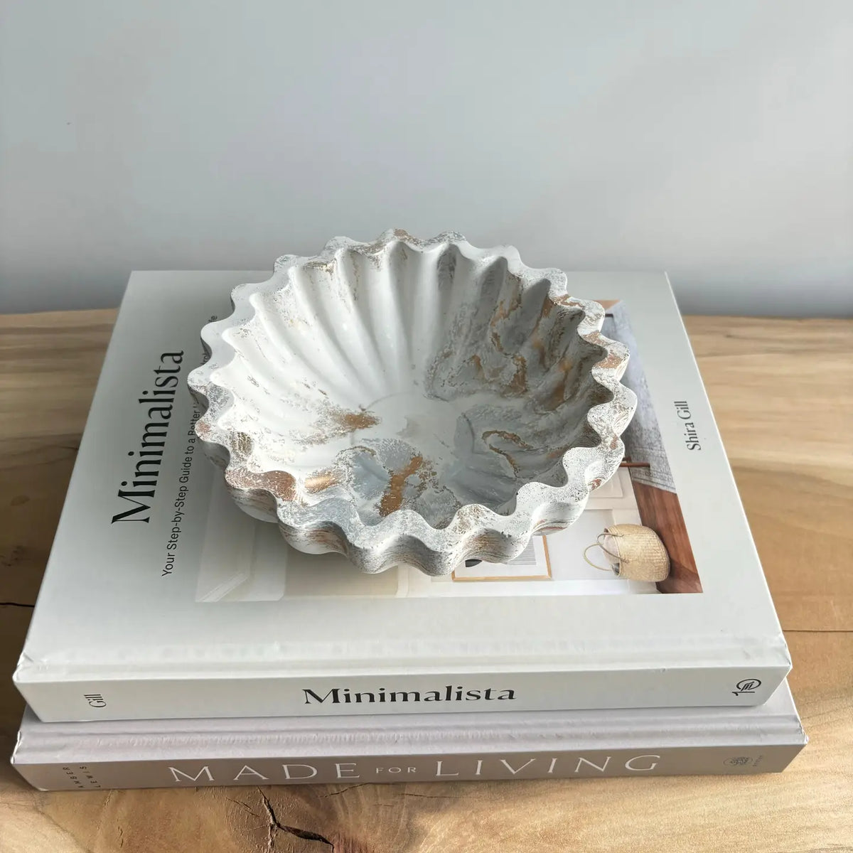 Silver and gold marble concrete ruffle bowl