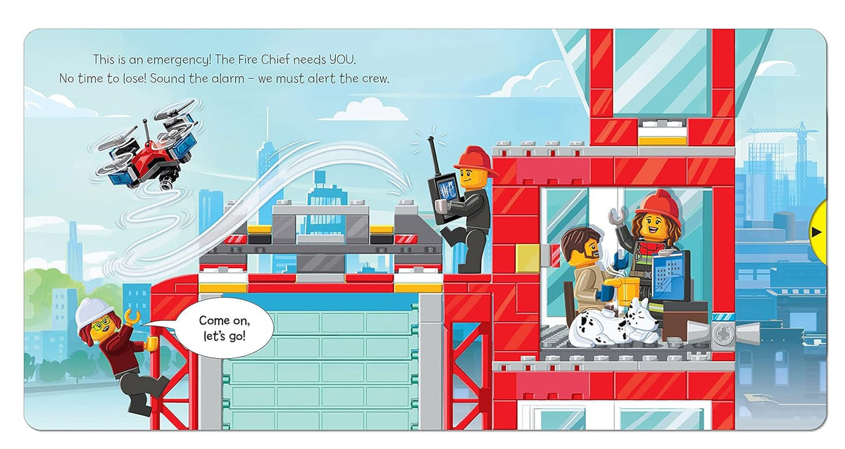 Caserne de pompiers LEGO City : un livre à pousser, tirer et glisser