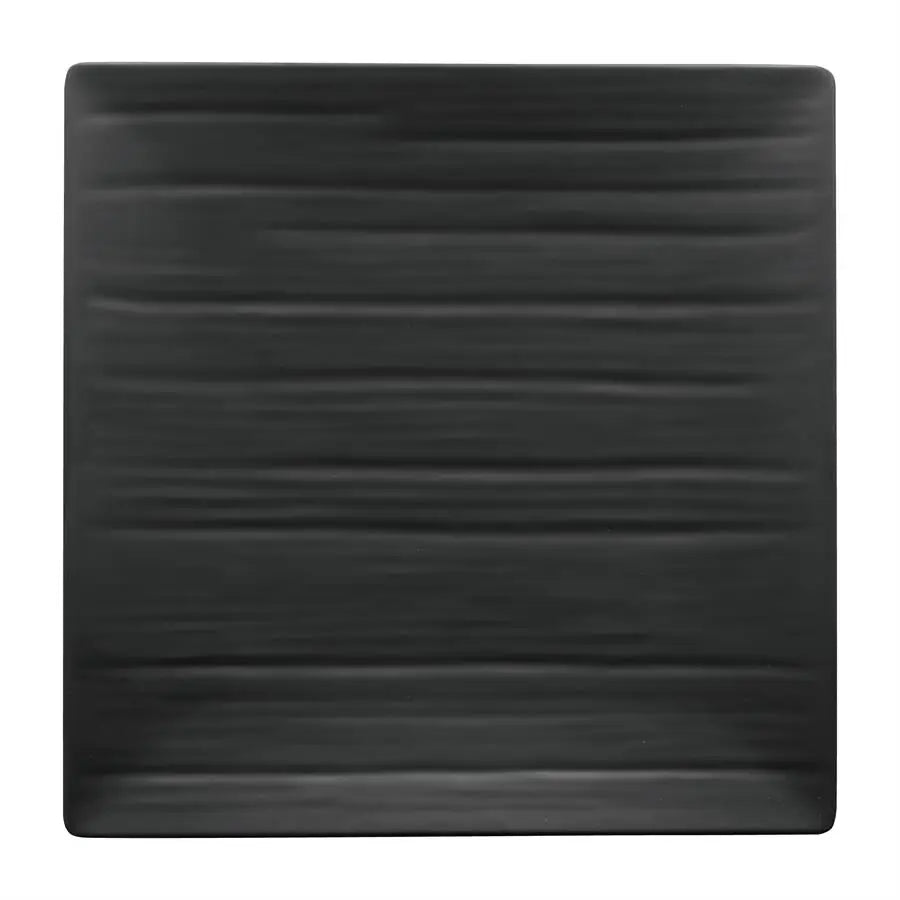 Assiette carrée Gourmet en mélamine satinée noire - Grande