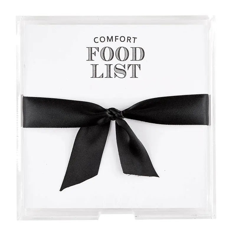 Plateau à notes carré en acrylique - Liste des aliments réconfortants