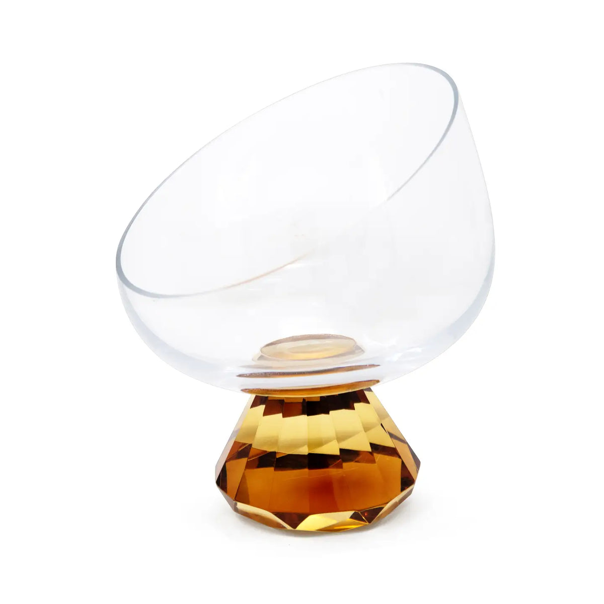 Angular Bowl with Colored Diamond Stem - amber