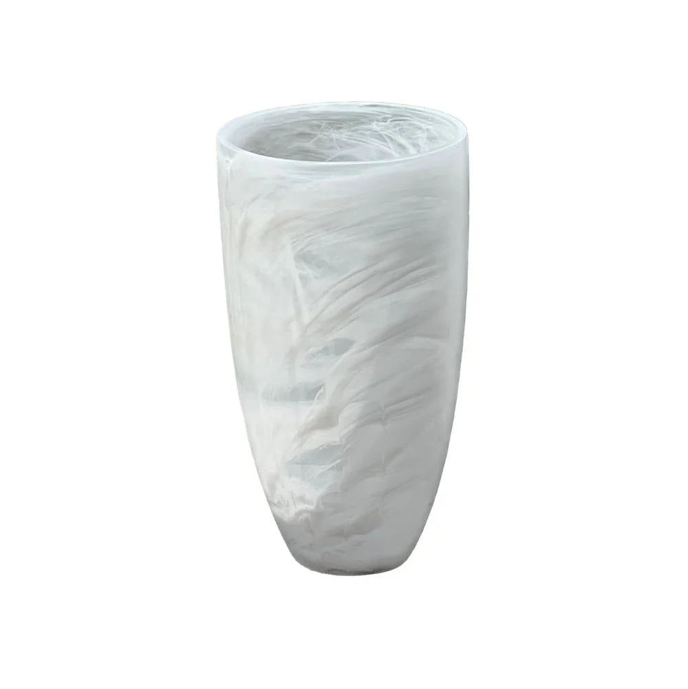 Resin white swirl tall vase