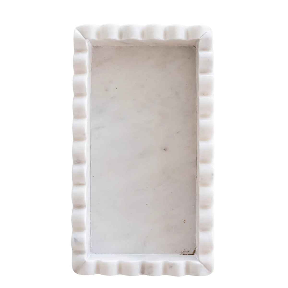White marble scalloped bridge tray