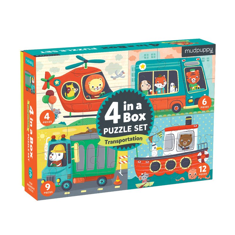 Transportation 4-in-a-box Puzzle Set