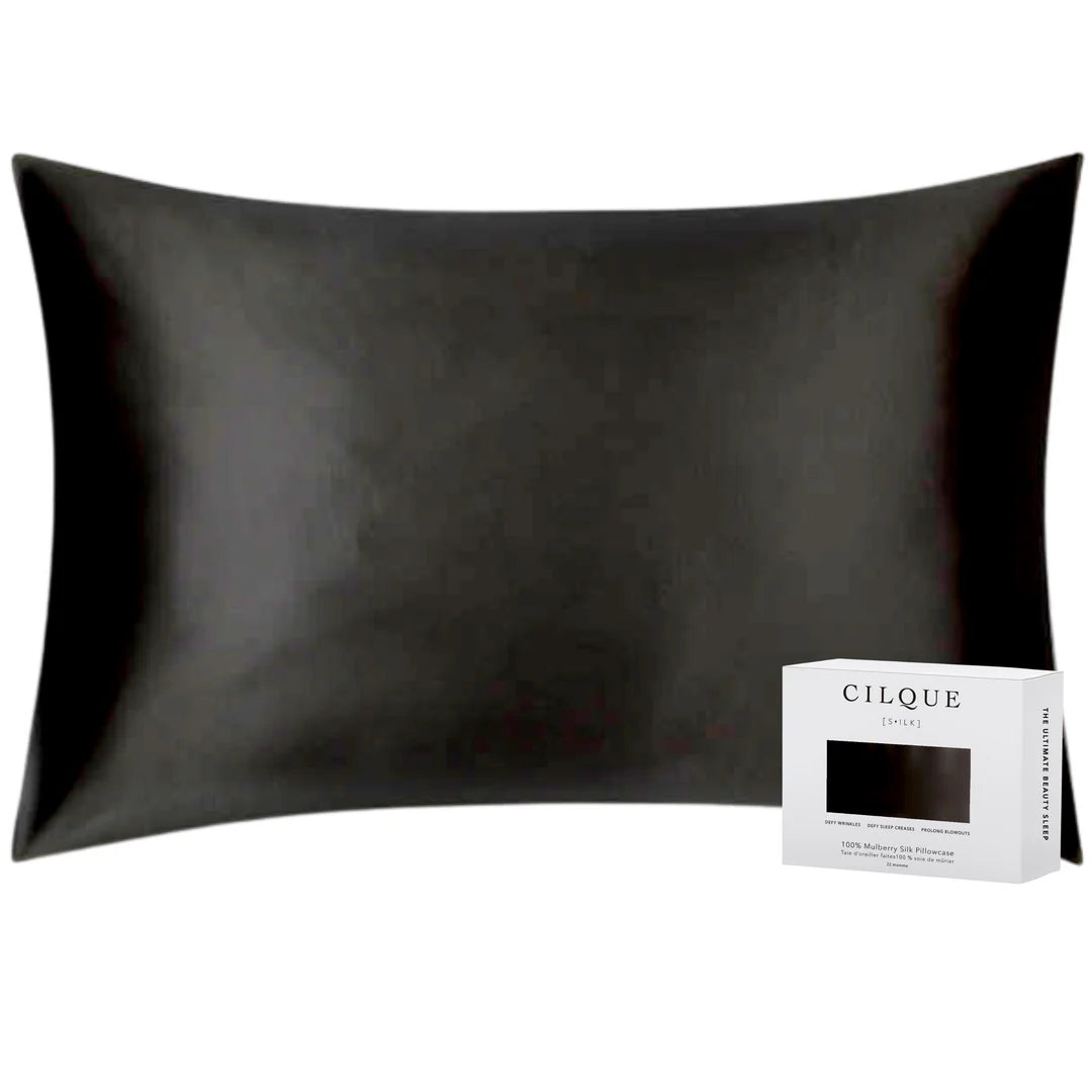 Lustrous Silk Pillowcase - Queen - Black