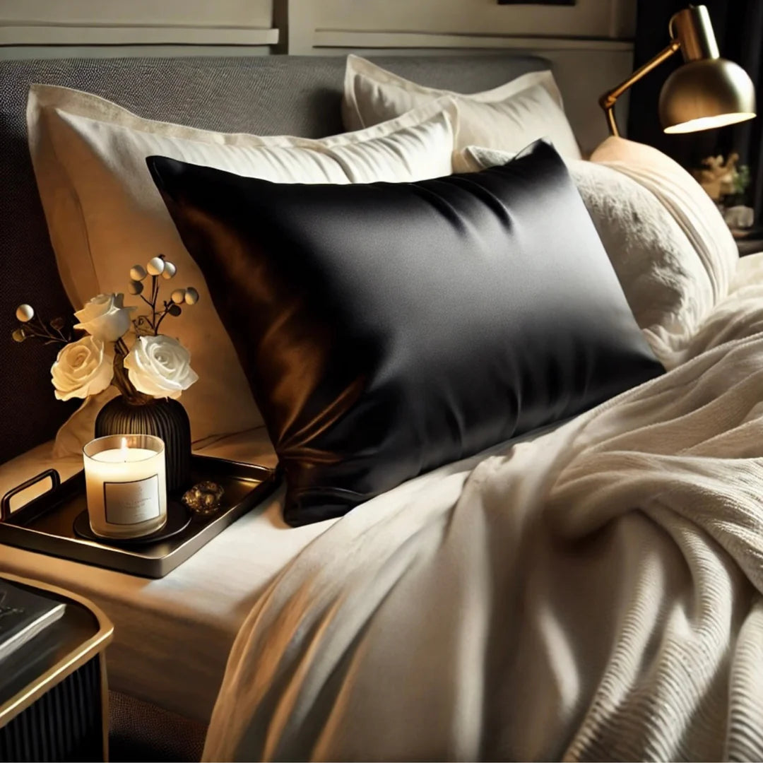 Lustrous Silk Pillowcase - King - Black
