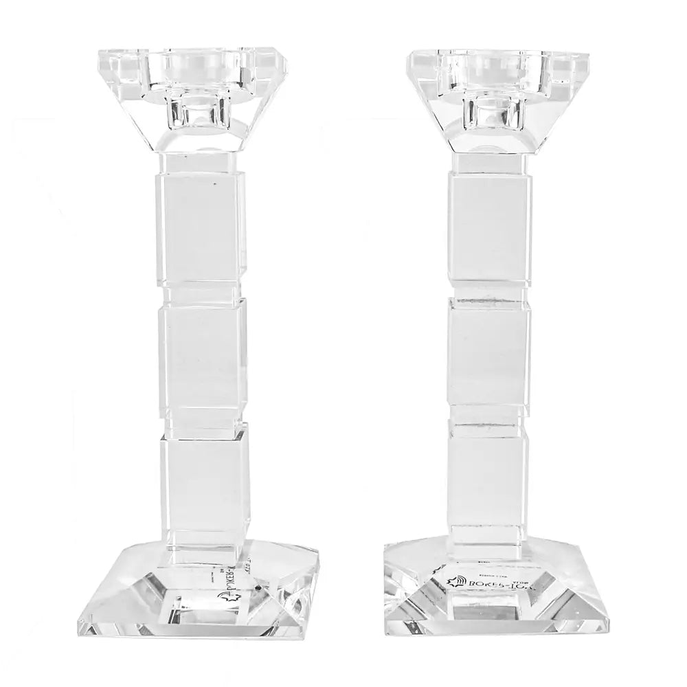Lot de 2 bougeoirs carrés en cristal