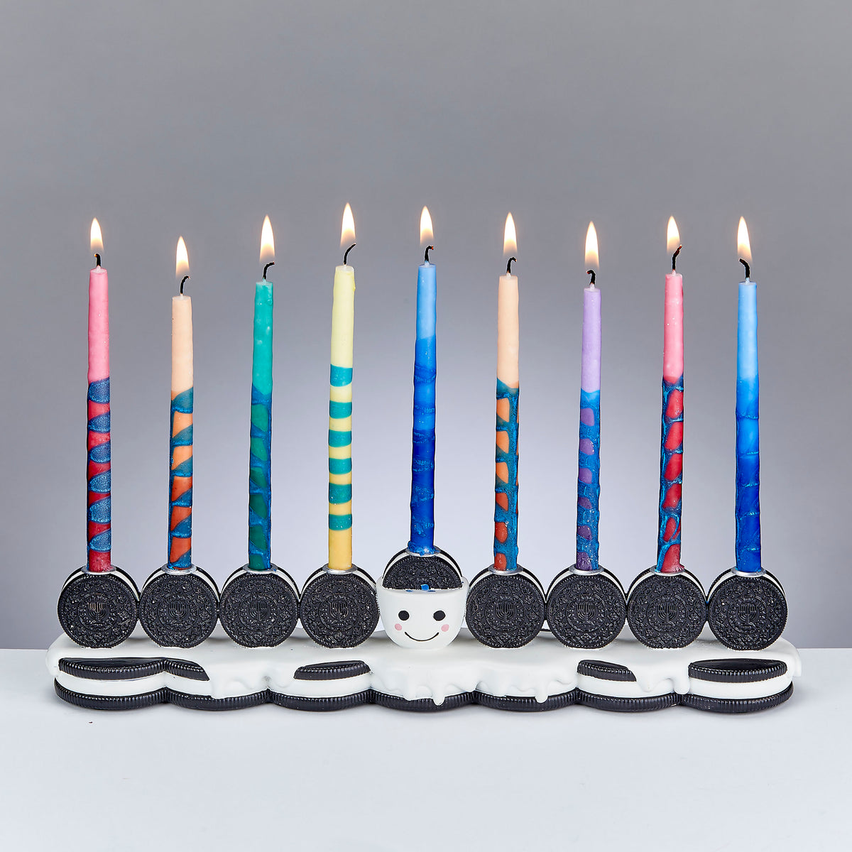 Menorah à biscuits peinte à la main