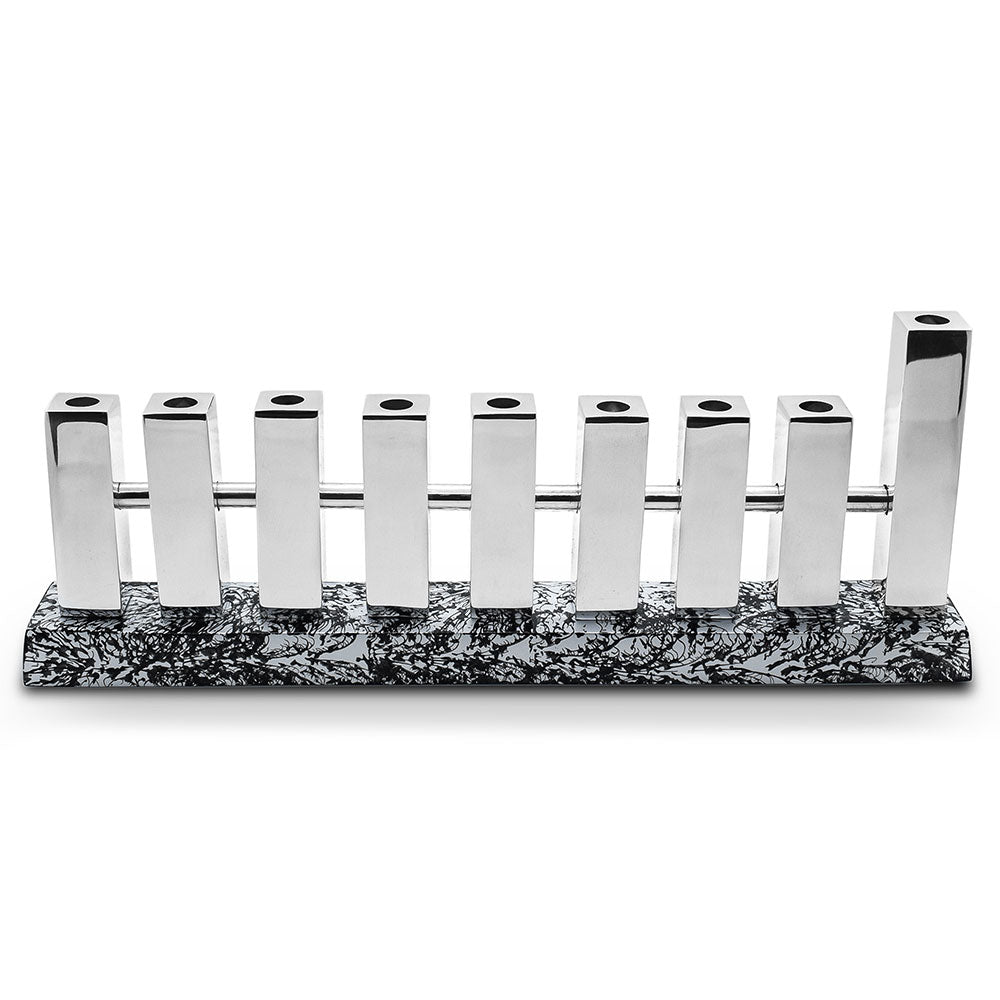 Clôture élégante en aluminium avec base de menorah ornée d'un motif marbre