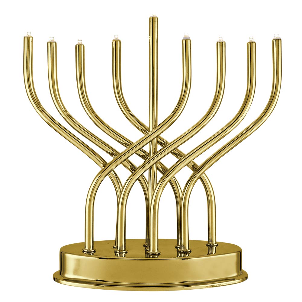 Highly Polished Gold Plated LED Battery Menorah