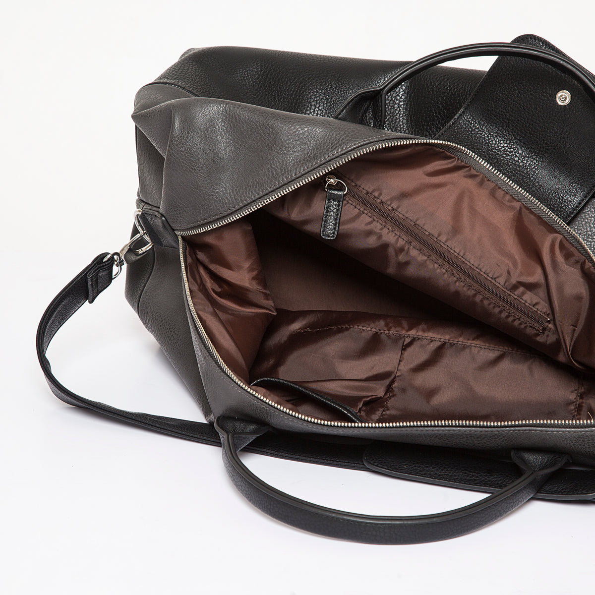 Alpha Leather Duffel Bag - grey and black