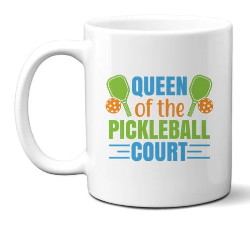 Queen of the Pickleball Court mug