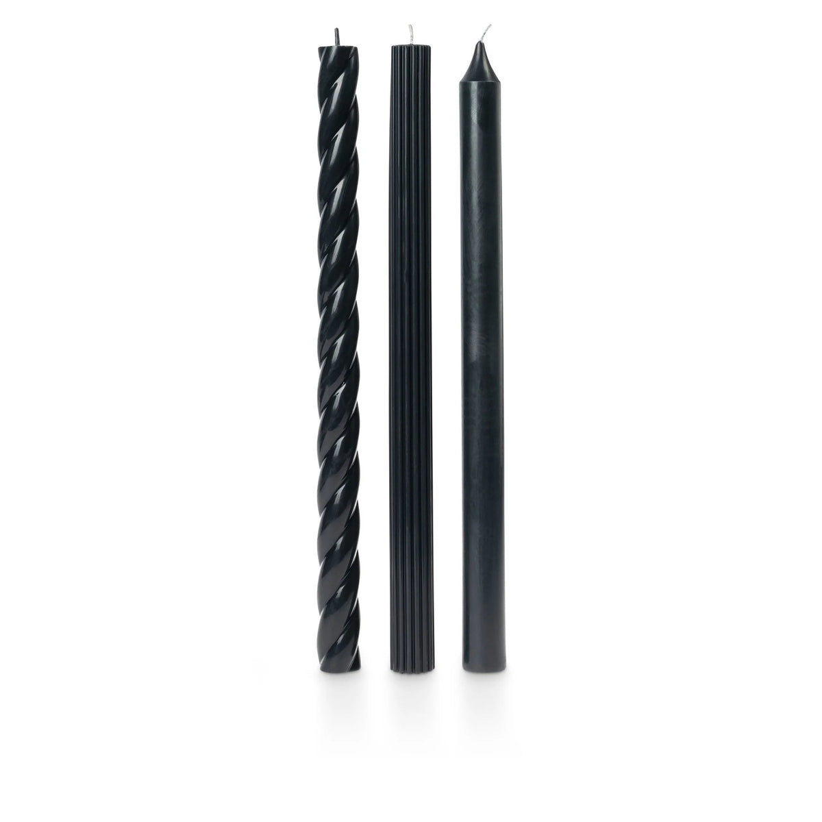 Lot de 3 bougies coniques noires assorties