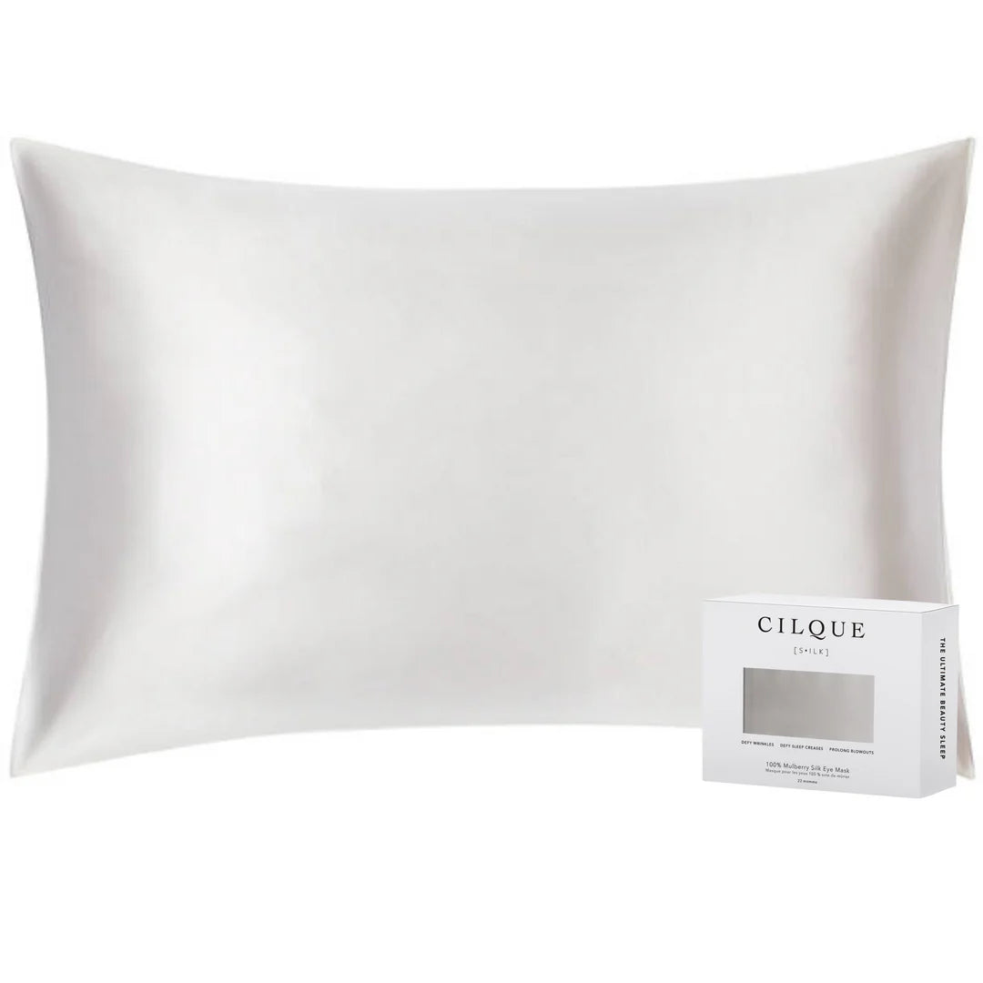 Taie d'oreiller en soie brillante - King - Blanc