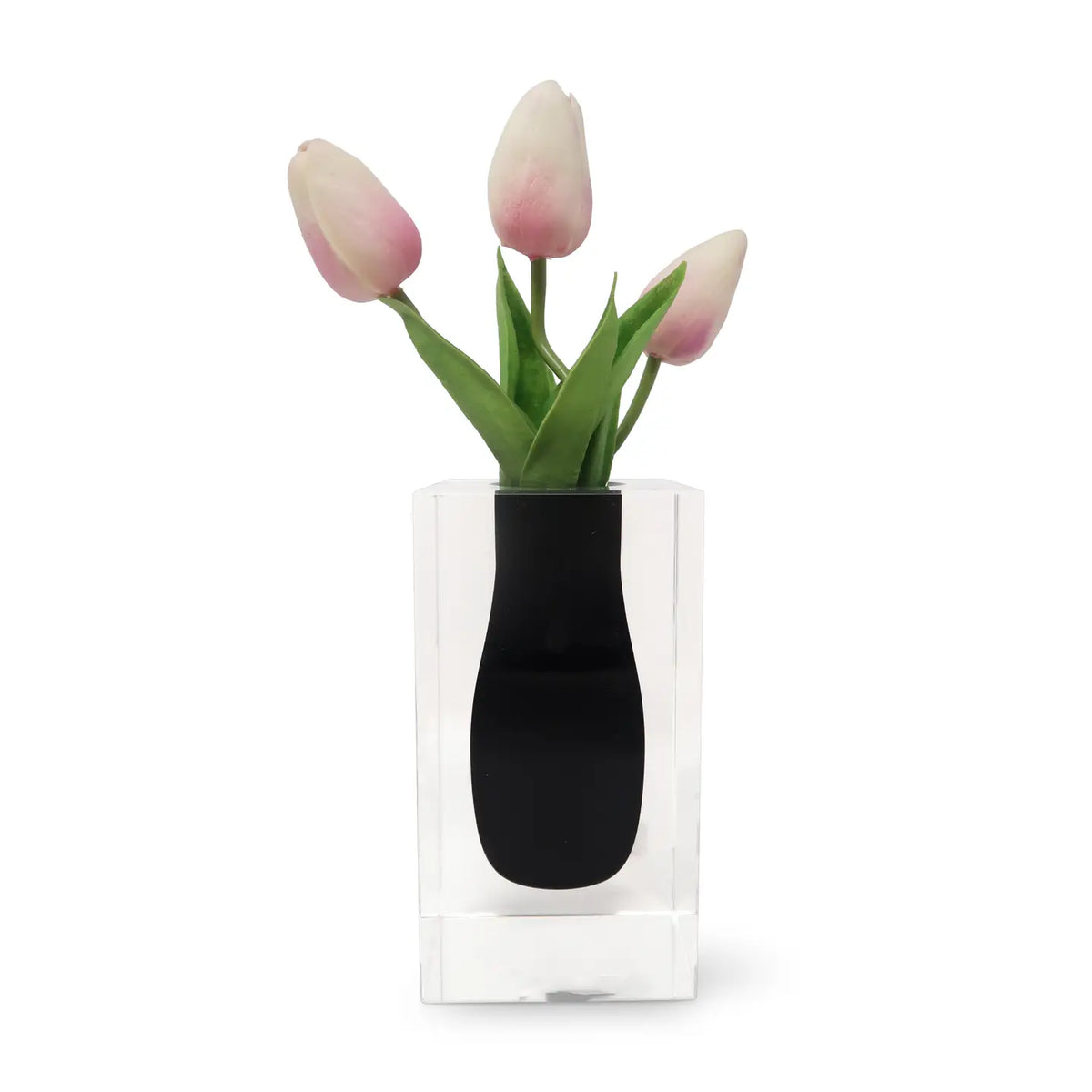 Double Wall Crystal Bud Vase Black Inner