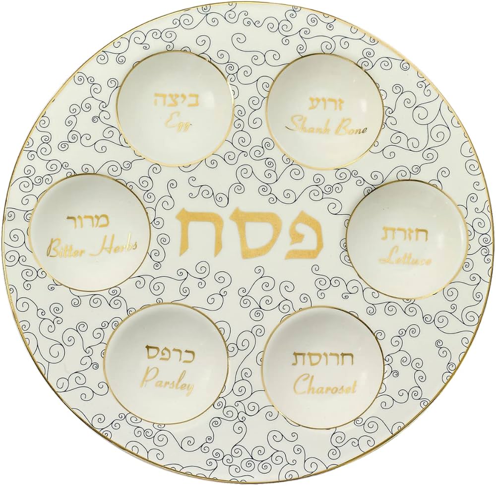 Ceramic Seder Plate - white