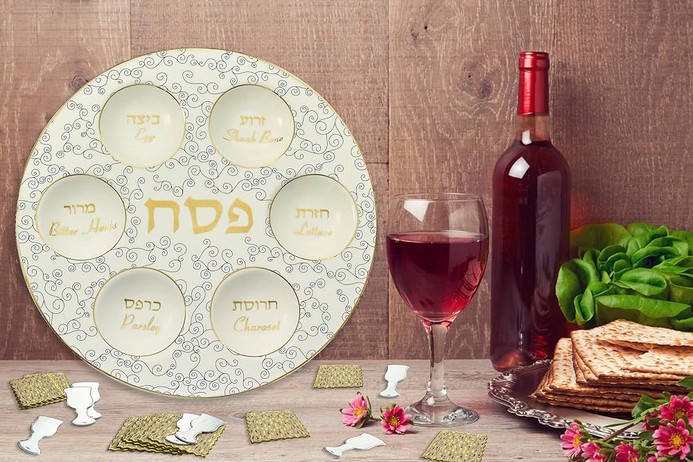 Ceramic Seder Plate - white