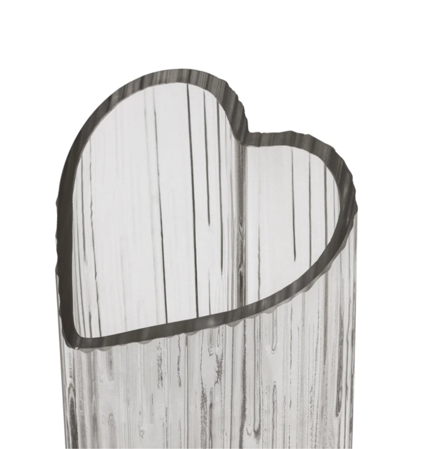 Heart Shape 8.5h" Glass Vase - Smoke
