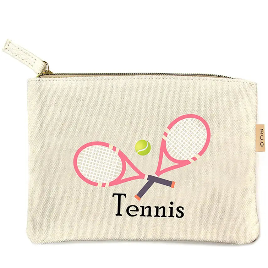 Tennis print cotton canvas eco pouch