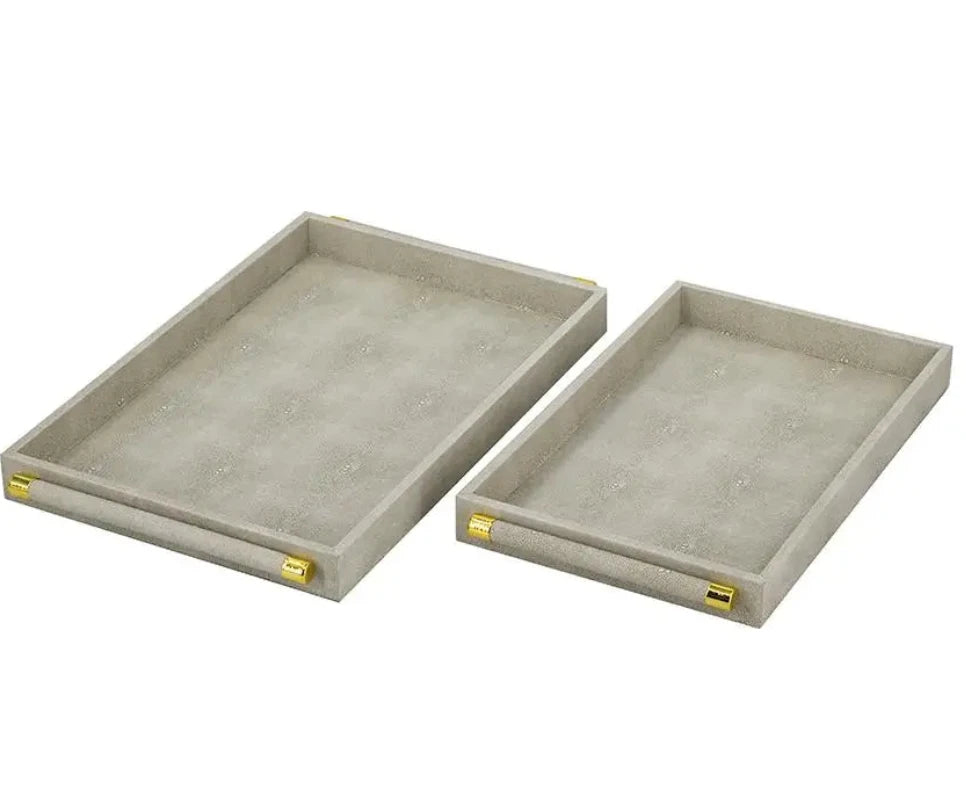 Taupe decorative faux leather tray