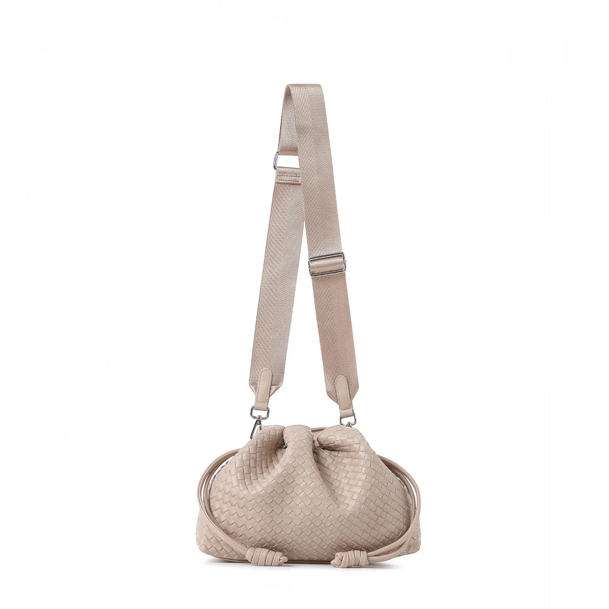 Woven vegan leather convertible crossbody - sand