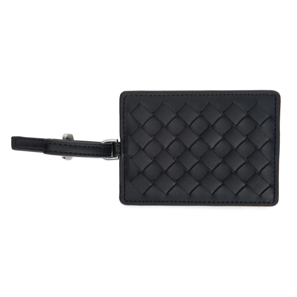 Vegan leather woven luggage tag