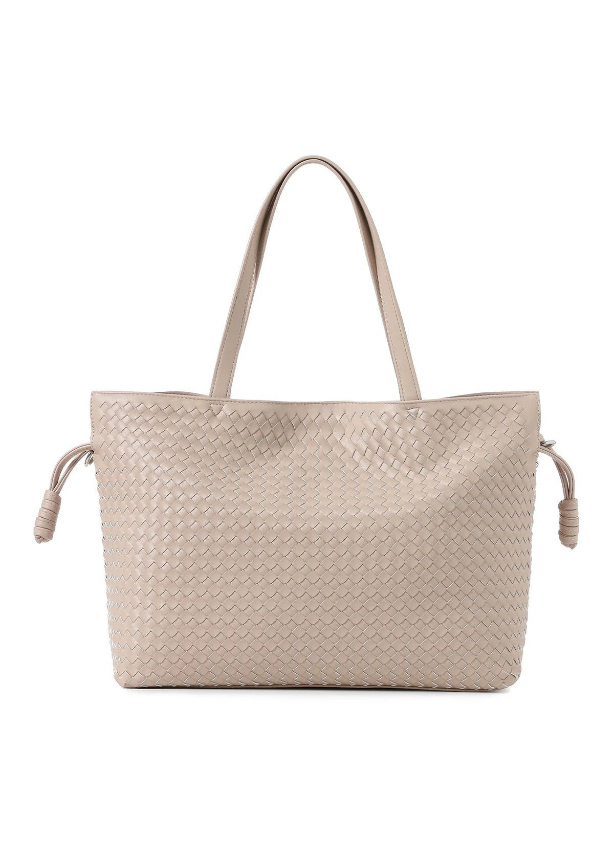 Woven vegan leather tote - sand